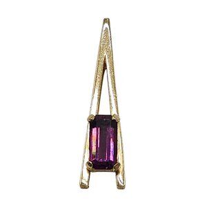 Vintage Avon Gold Tone Purple Amethyst Glass Rhinestone Necklace Pendant